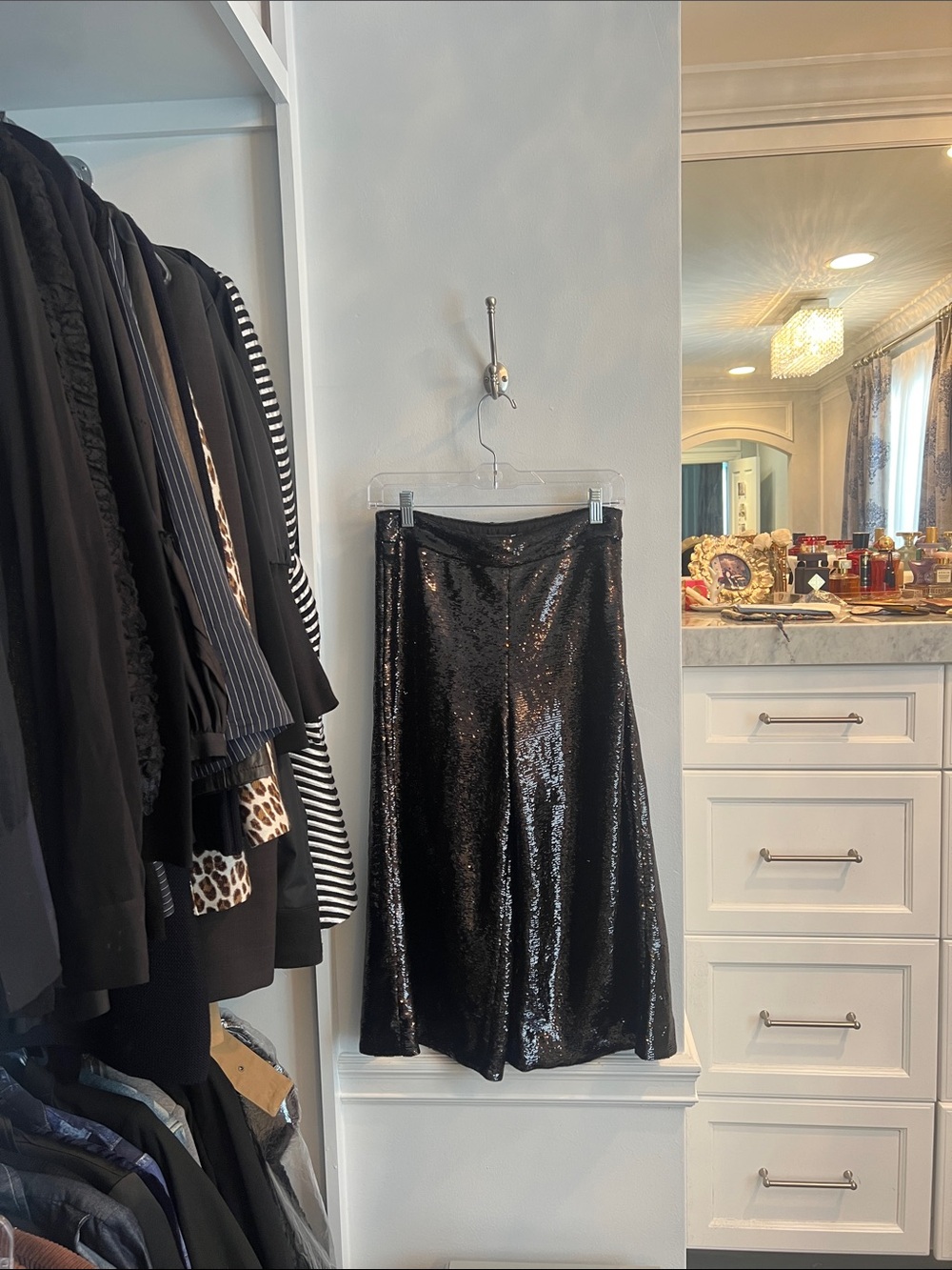 Maje Black Sequin A-Line Knee shorts